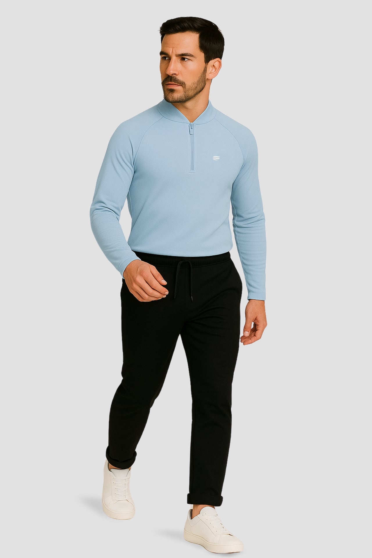 Light Natural Performance Quarter Zip - Hellblau