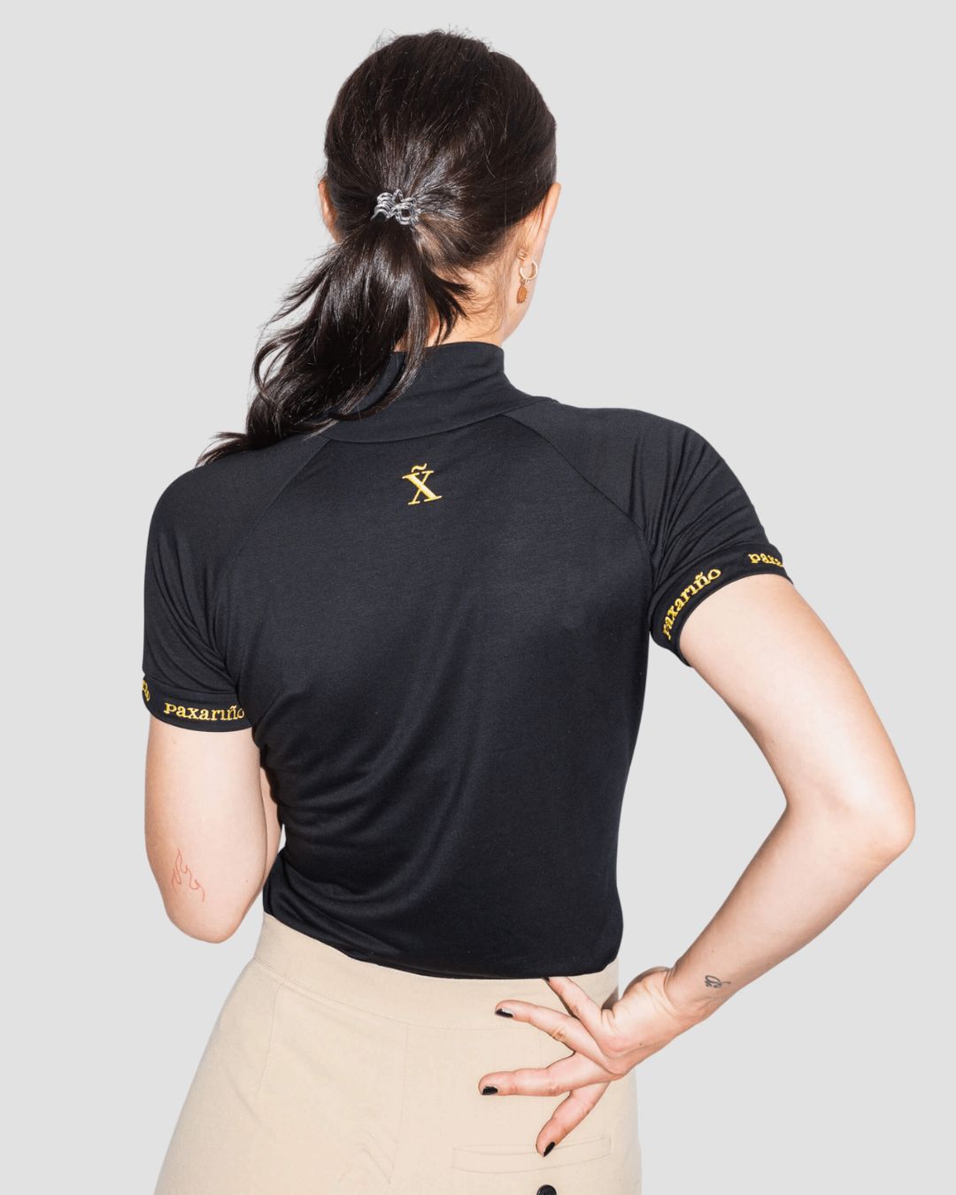 Natural Performance Mock Neck T-Shirt - Schwarz