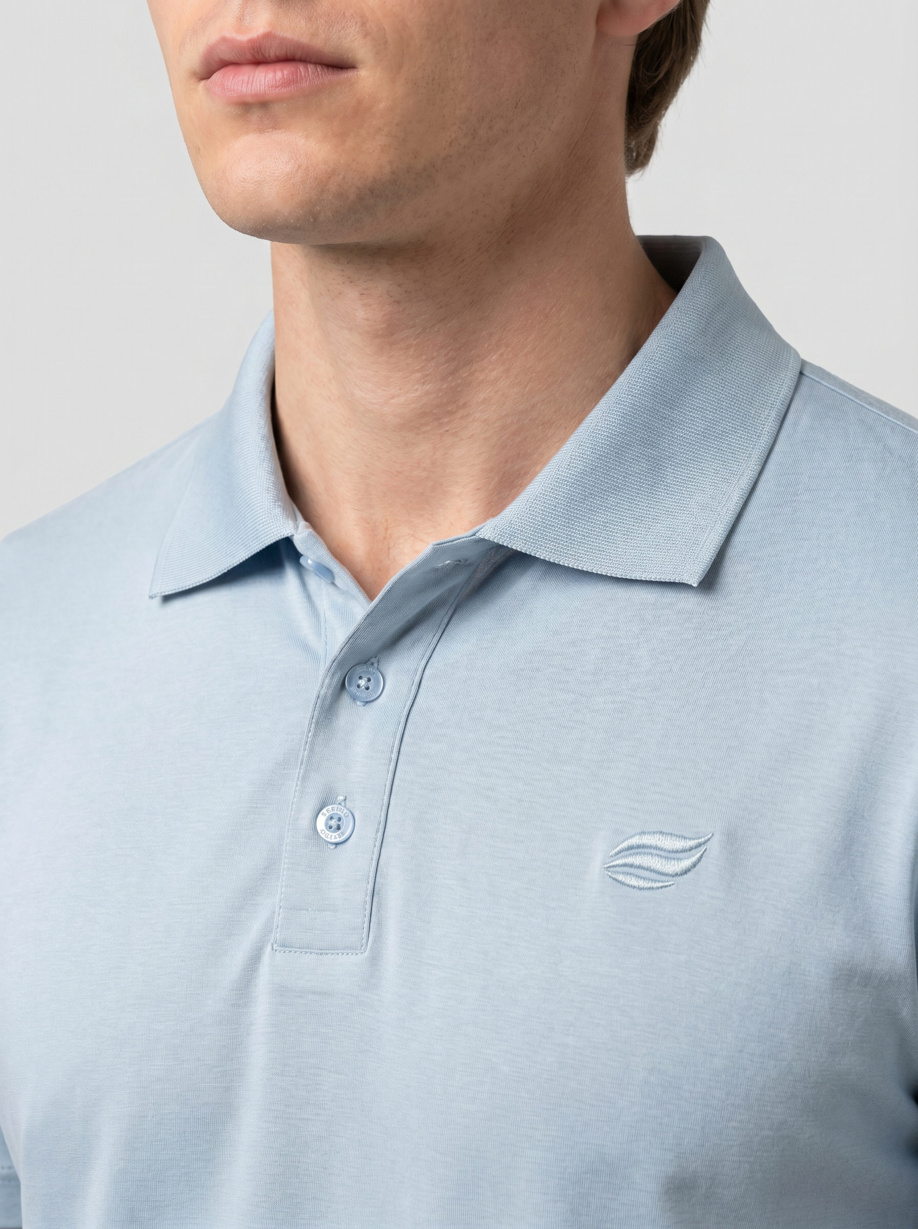 Natural Performance Polo - Light Blue