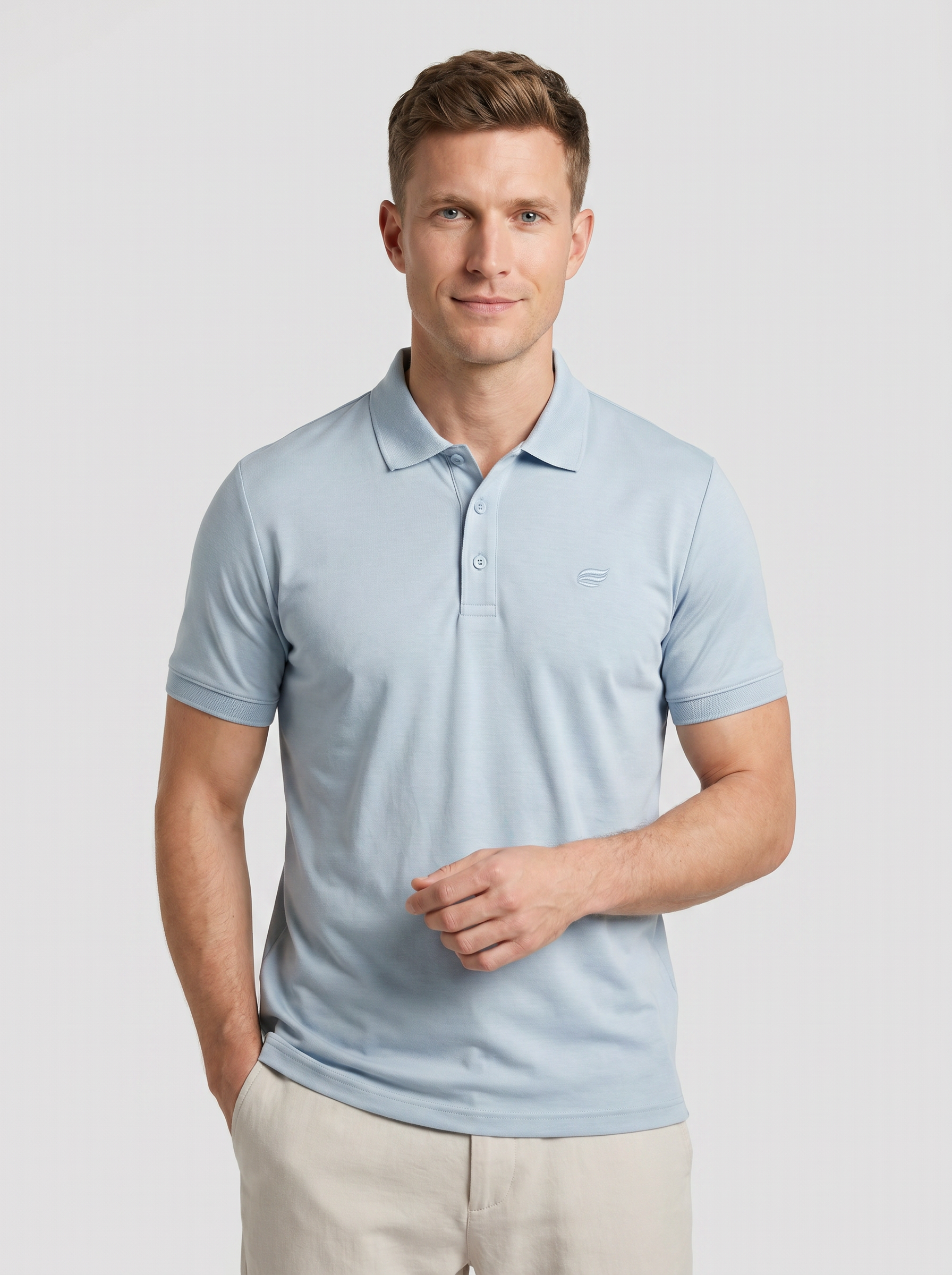 Natural Performance Polo - Light Blue