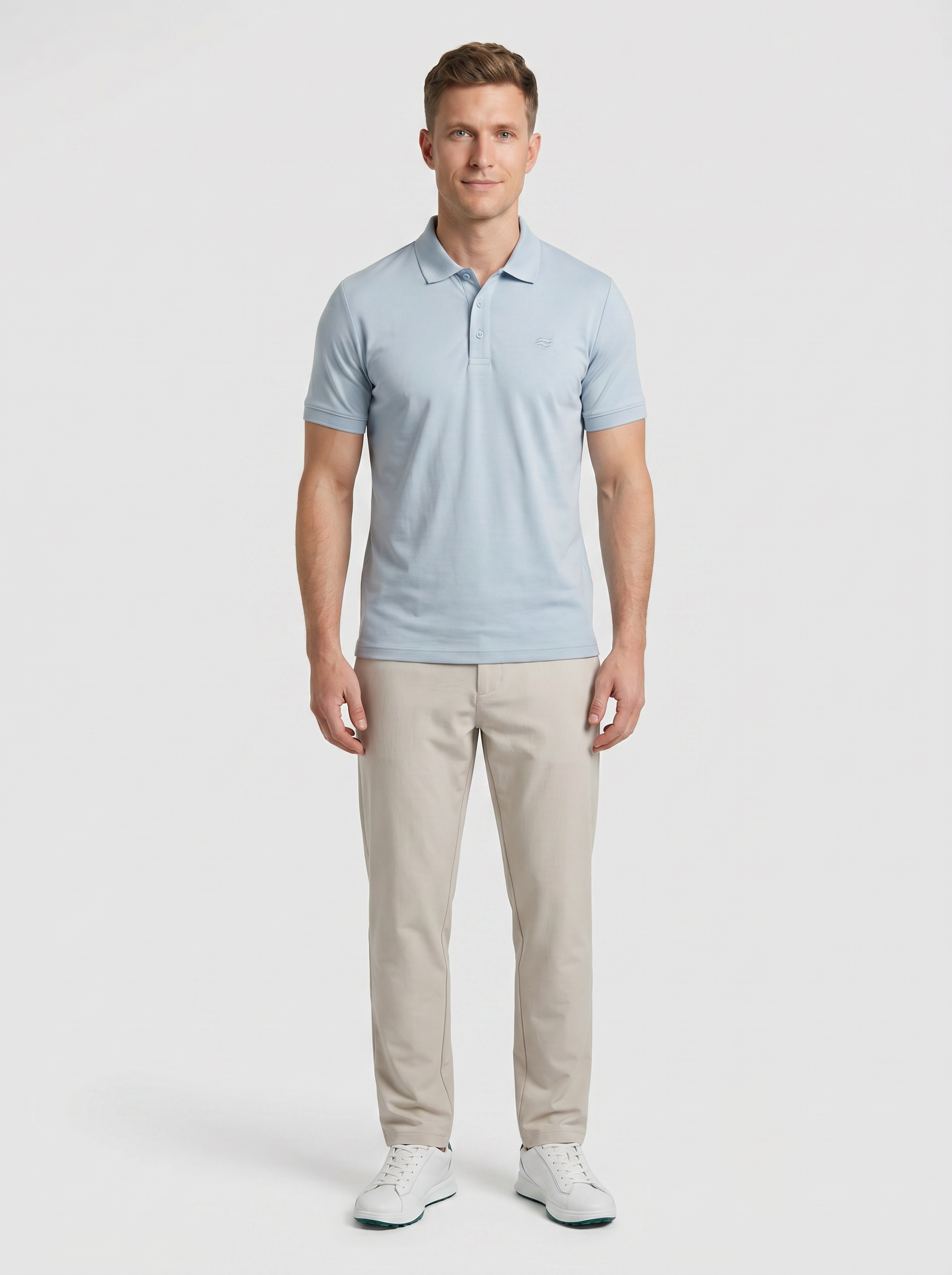 Natural Performance Polo - Light Blue