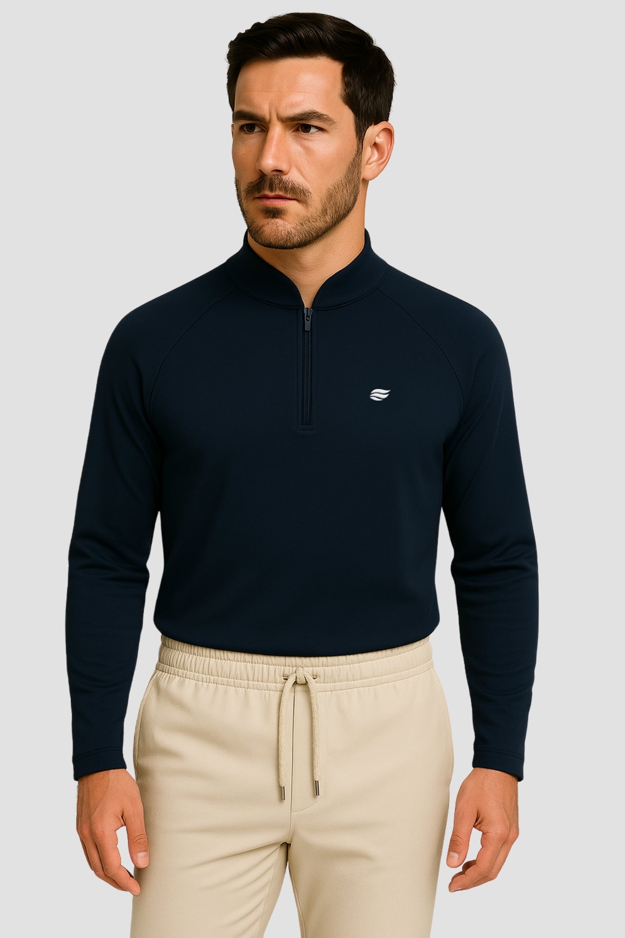 Light Natural Performance Quarter Zip - Navyblau