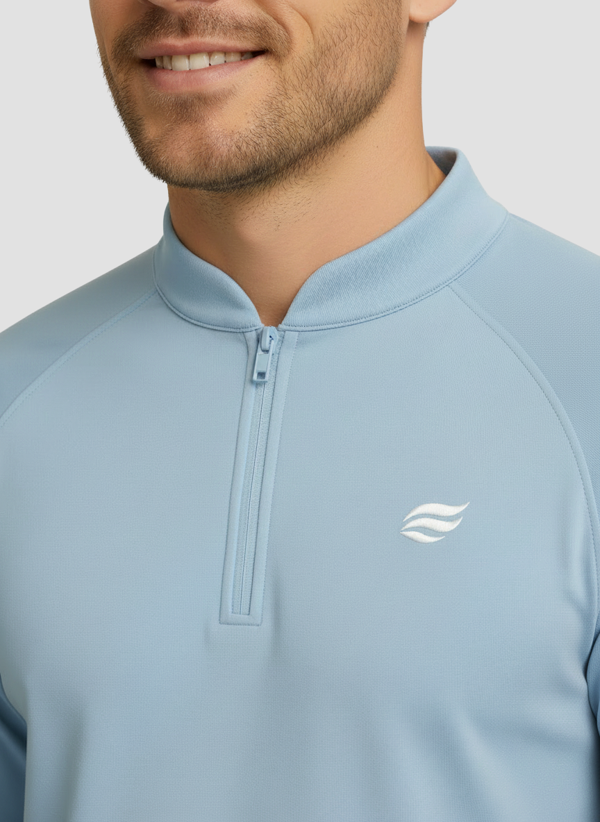 Lightweight Natural Performance Quarter Zip - Hellblau