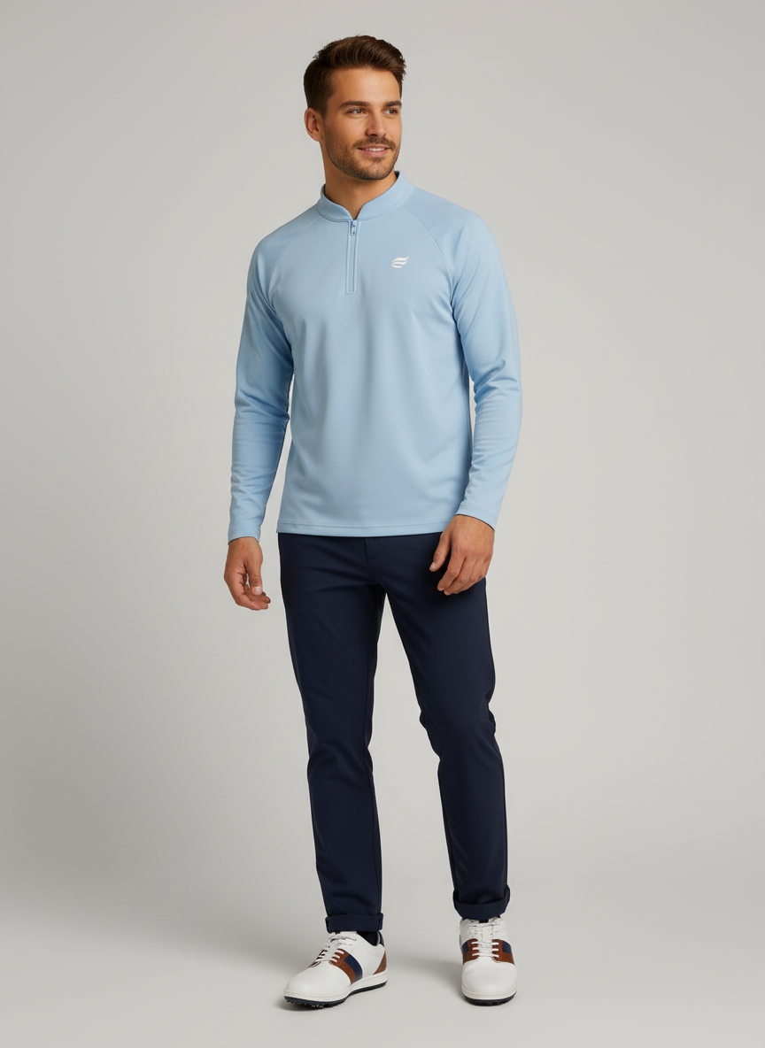 Lightweight Natural Performance Quarter Zip - Hellblau