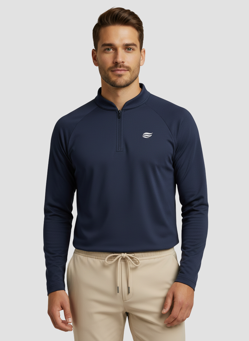 Lightweight Natural Performance Quarter Zip - Navyblau