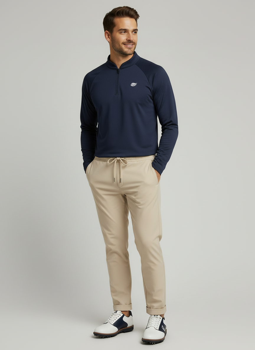 Lightweight Natural Performance Quarter Zip - Navyblau