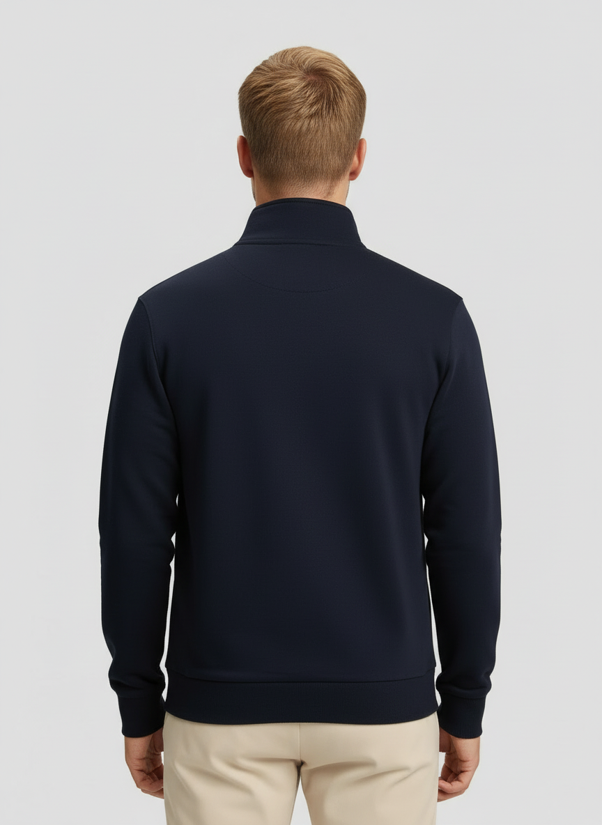 Natural Comfort Quarter Zip Sweater - Navyblau