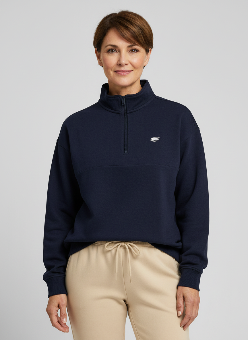 Natural Comfort Quarter Zip Sweater - Navyblau