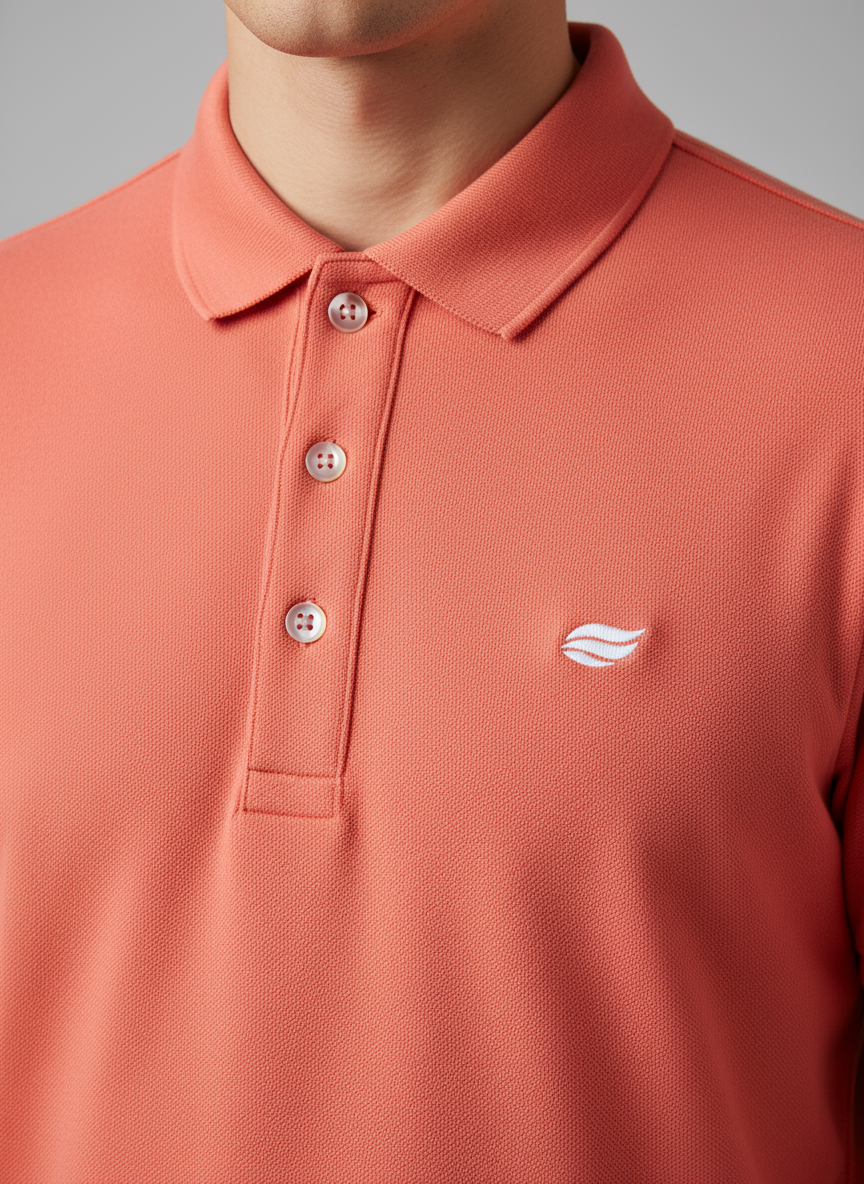 Natural Performance Polo - Sunset Coral