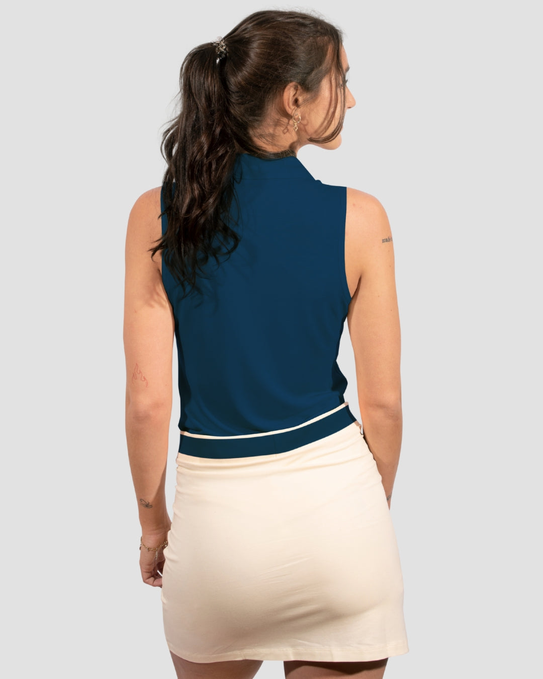 Sleeveless TENCEL™ Polo - Navyblau