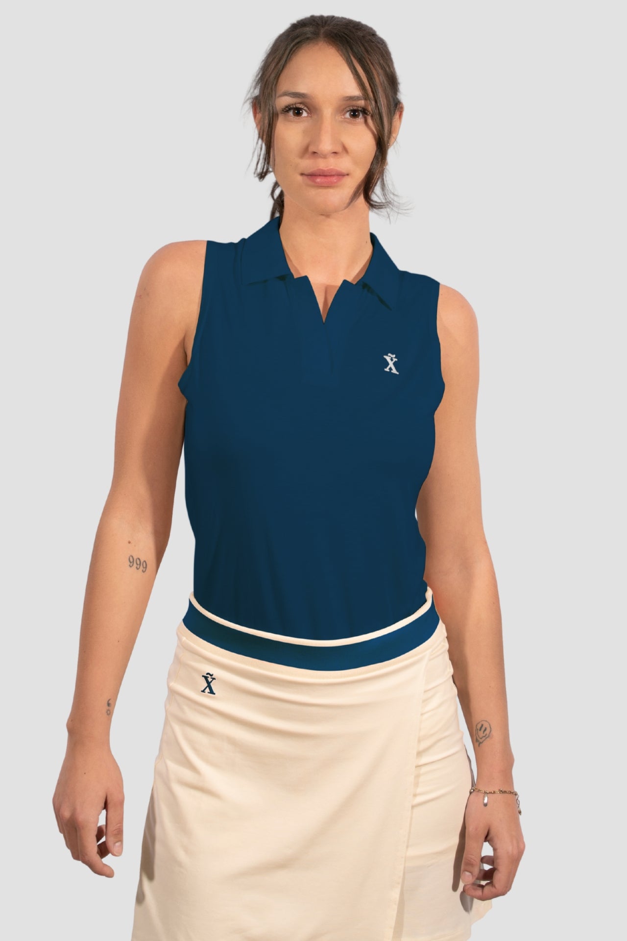 Sleeveless TENCEL™ Polo - Navyblau