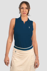 Sleeveless TENCEL™ Polo - Navyblau