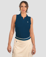 Sleeveless TENCEL™ Polo - Navyblau