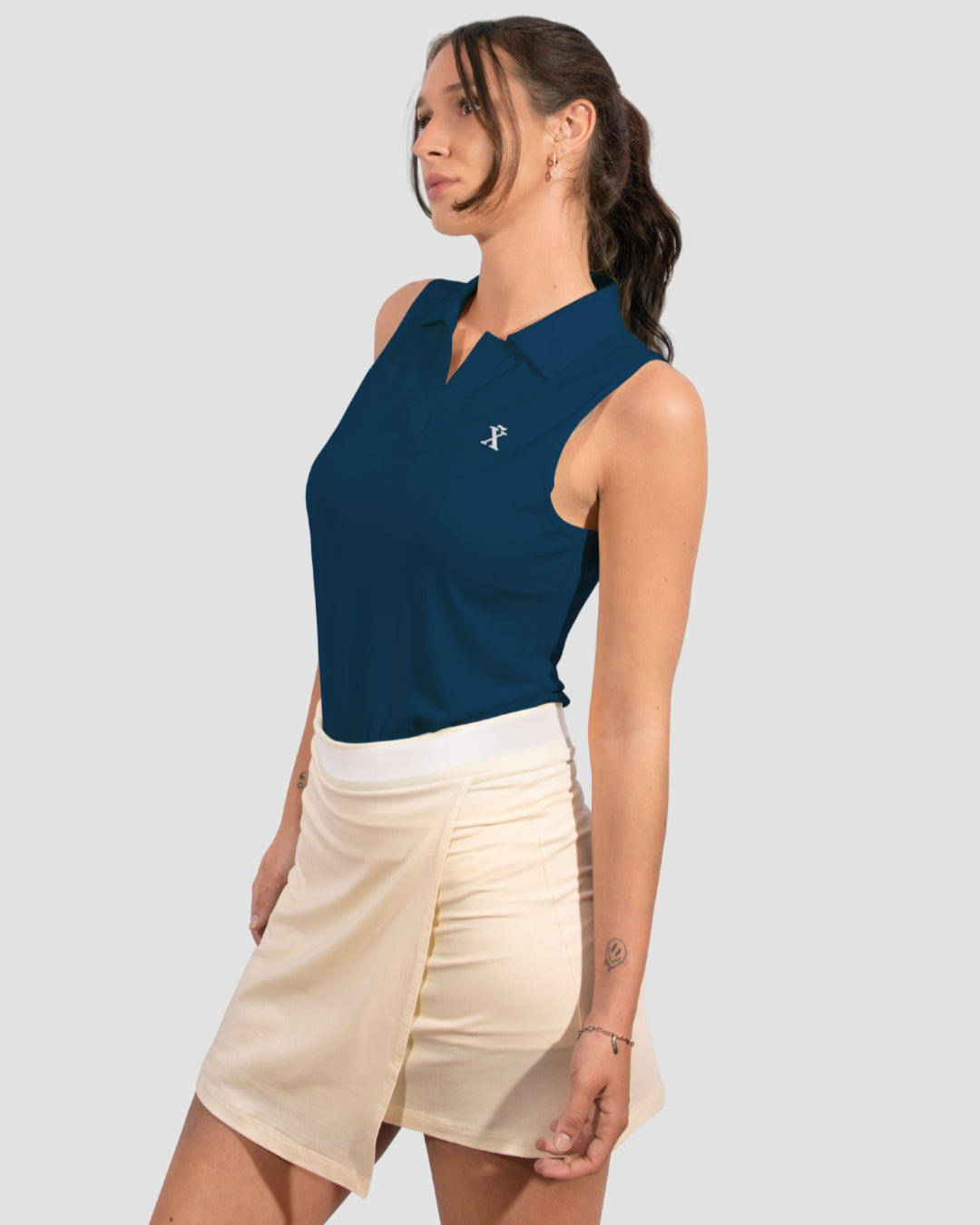 Sleeveless TENCEL™ Polo - Navyblau