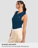 Blue Sleeveless TENCEL™ Polo