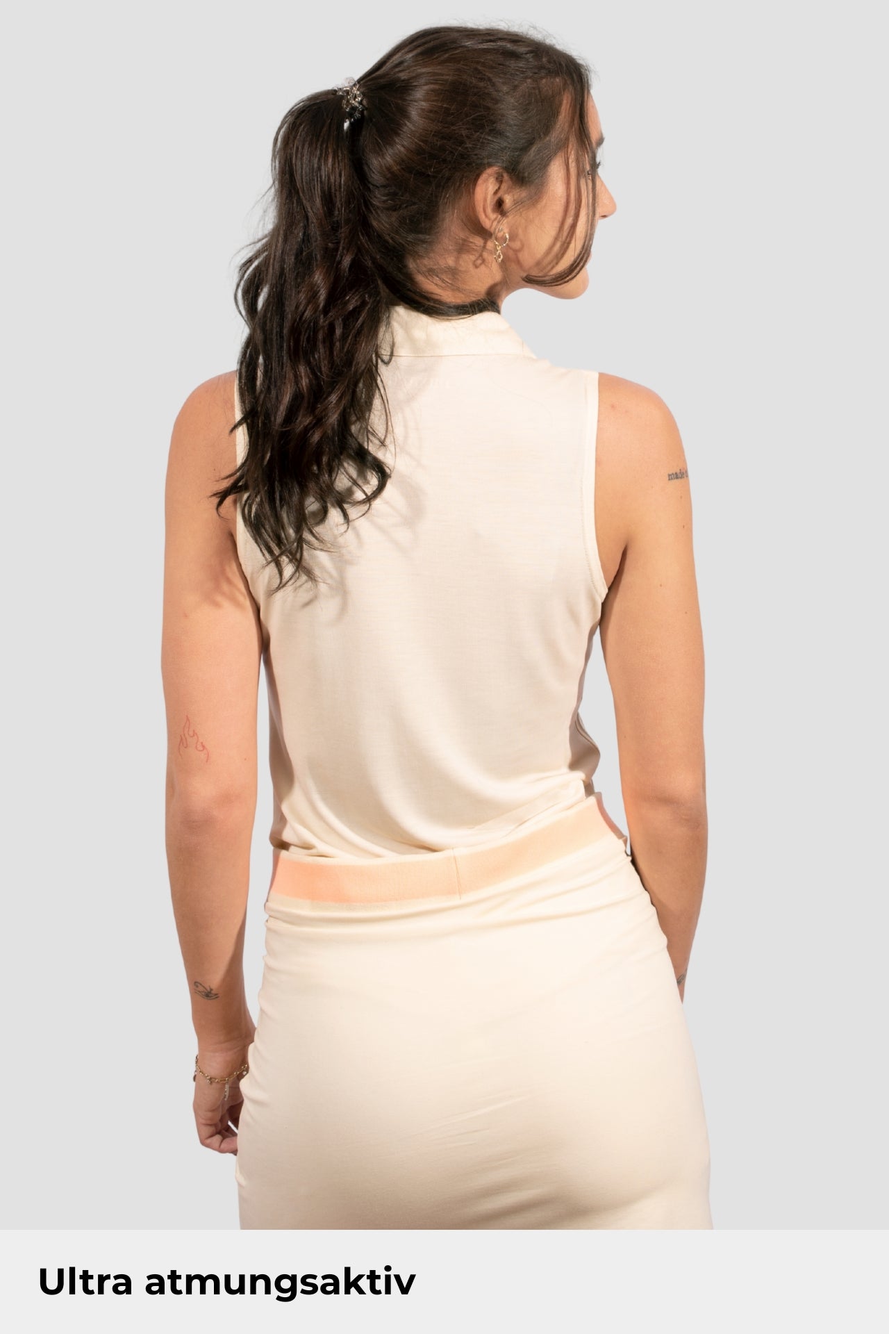 Sleeveless TENCEL™ Polo - Sandbeige