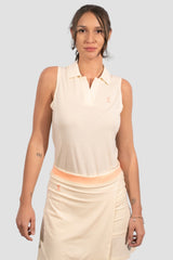 Sleeveless TENCEL™ Polo - Sandbeige