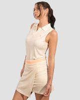 Sleeveless TENCEL™ Polo - Sand Beige
