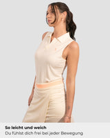 Beige Sleeveless TENCEL™ Polo